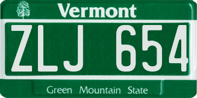 VT license plate ZLJ654