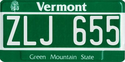 VT license plate ZLJ655