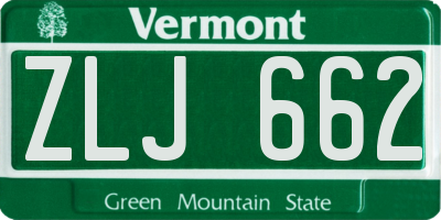 VT license plate ZLJ662
