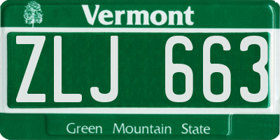 VT license plate ZLJ663