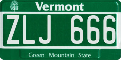 VT license plate ZLJ666