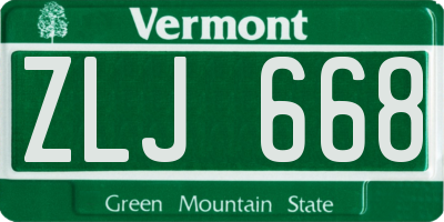 VT license plate ZLJ668