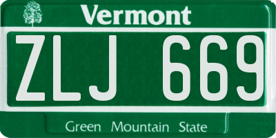 VT license plate ZLJ669
