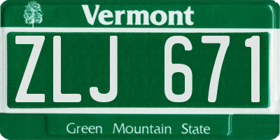 VT license plate ZLJ671