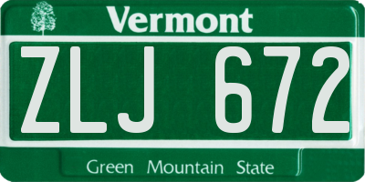 VT license plate ZLJ672