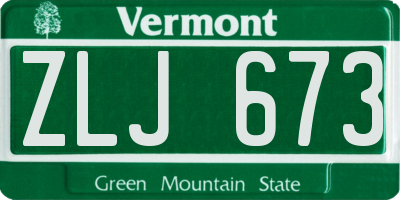 VT license plate ZLJ673