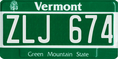 VT license plate ZLJ674