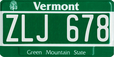 VT license plate ZLJ678