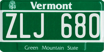 VT license plate ZLJ680