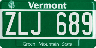 VT license plate ZLJ689