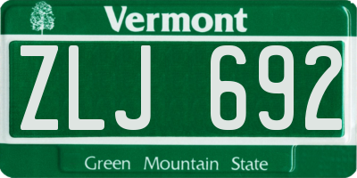 VT license plate ZLJ692