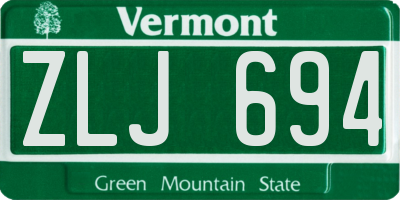VT license plate ZLJ694