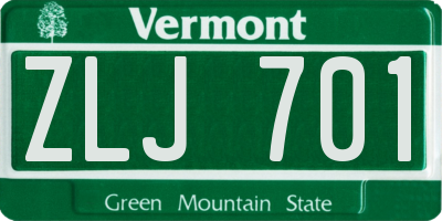 VT license plate ZLJ701