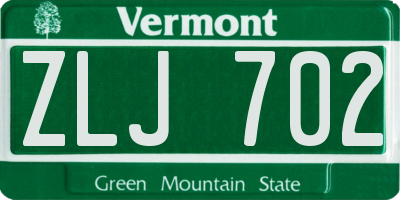 VT license plate ZLJ702