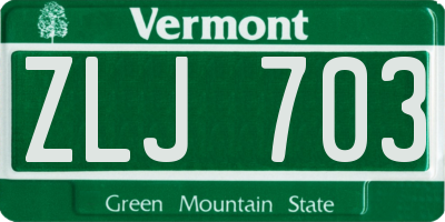 VT license plate ZLJ703