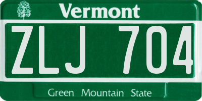 VT license plate ZLJ704
