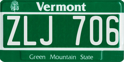 VT license plate ZLJ706