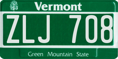 VT license plate ZLJ708