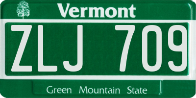 VT license plate ZLJ709