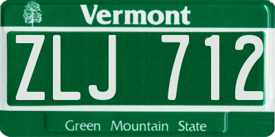 VT license plate ZLJ712