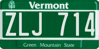VT license plate ZLJ714