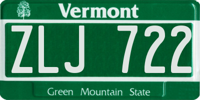 VT license plate ZLJ722