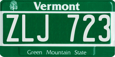 VT license plate ZLJ723