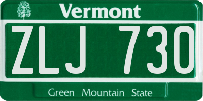 VT license plate ZLJ730