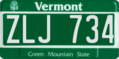 VT license plate ZLJ734