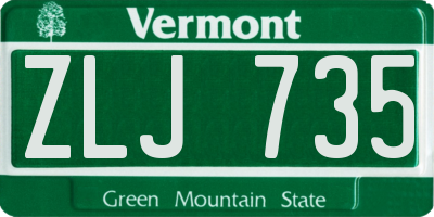 VT license plate ZLJ735