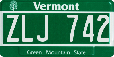 VT license plate ZLJ742