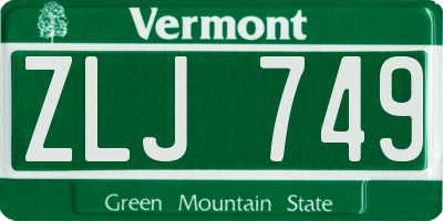 VT license plate ZLJ749