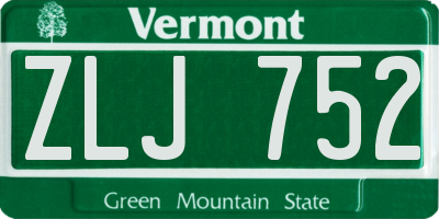 VT license plate ZLJ752