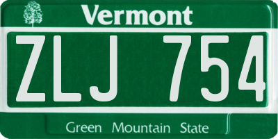 VT license plate ZLJ754