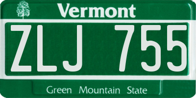 VT license plate ZLJ755