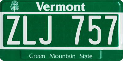 VT license plate ZLJ757