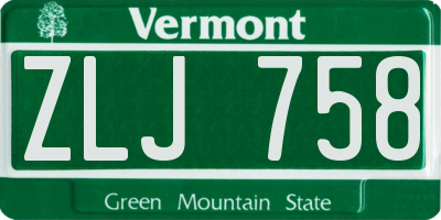 VT license plate ZLJ758