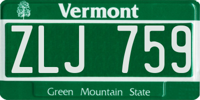 VT license plate ZLJ759