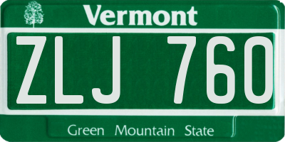 VT license plate ZLJ760