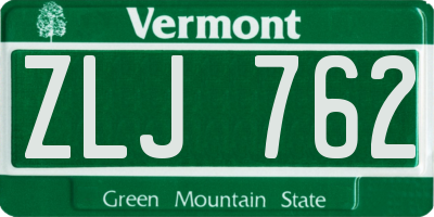 VT license plate ZLJ762