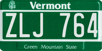 VT license plate ZLJ764