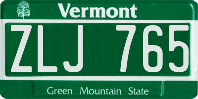 VT license plate ZLJ765