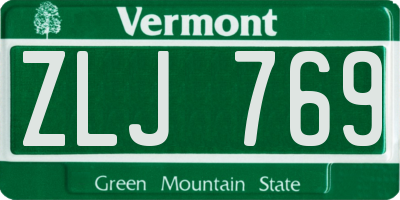VT license plate ZLJ769