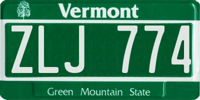 VT license plate ZLJ774