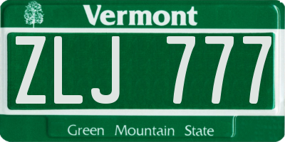 VT license plate ZLJ777