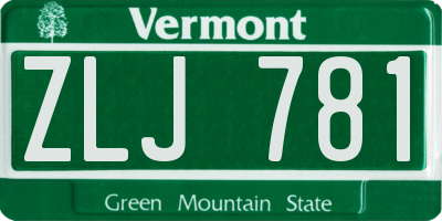 VT license plate ZLJ781