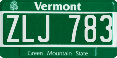 VT license plate ZLJ783