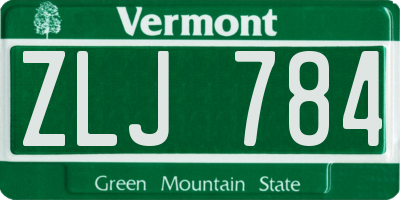 VT license plate ZLJ784