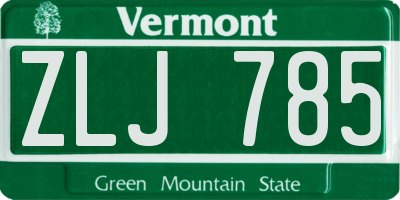 VT license plate ZLJ785