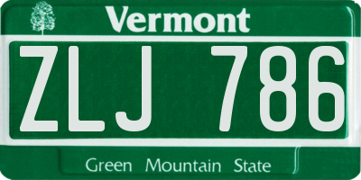 VT license plate ZLJ786